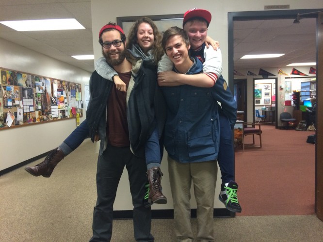 From left to right: Joseph Yaconelli, Sarah Bestor, Tim Kiesling, Regina McGough